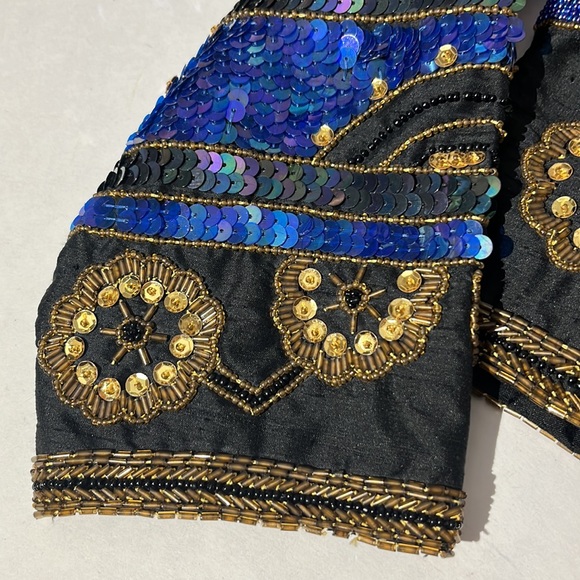 Hudson's Marshall Field's VINTAGE Silk hand sewn beaded sequin blazer medium - Picture 5 of 15